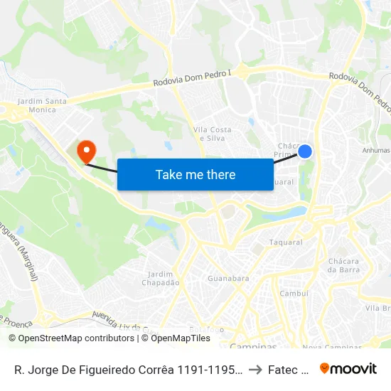 R. Jorge De Figueiredo Corrêa 1191-1195 - Parque Taquaral Campinas - SP Brasil to Fatec Campinas map