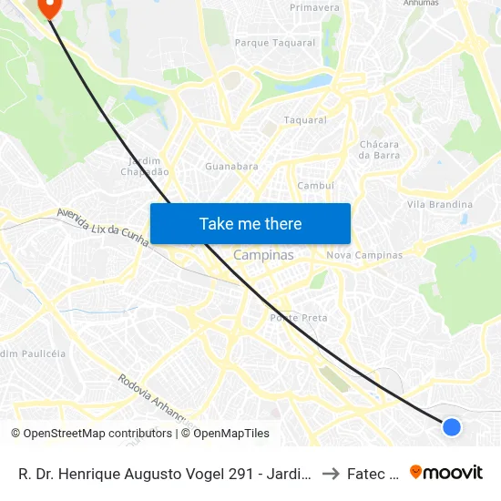 R. Dr. Henrique Augusto Vogel 291 - Jardim São Pedro Campinas - SP 13046-190 Brasil to Fatec Campinas map