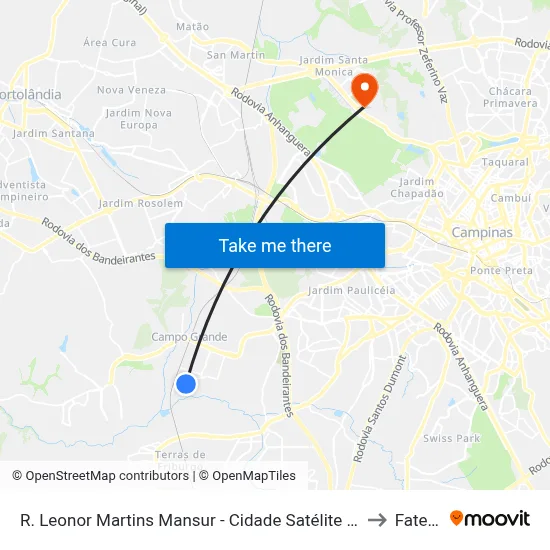 R. Leonor Martins Mansur - Cidade Satélite Íris Campinas - SP Brasil - Cidade Satélite Íris Campinas - SP 13059 Brasil to Fatec Campinas map