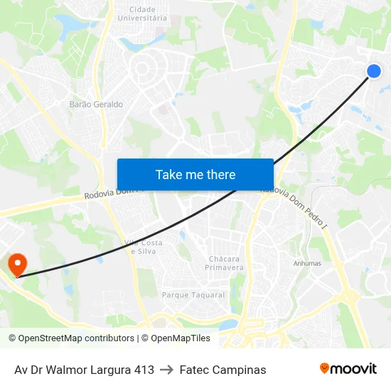 Av Dr Walmor Largura 413 to Fatec Campinas map