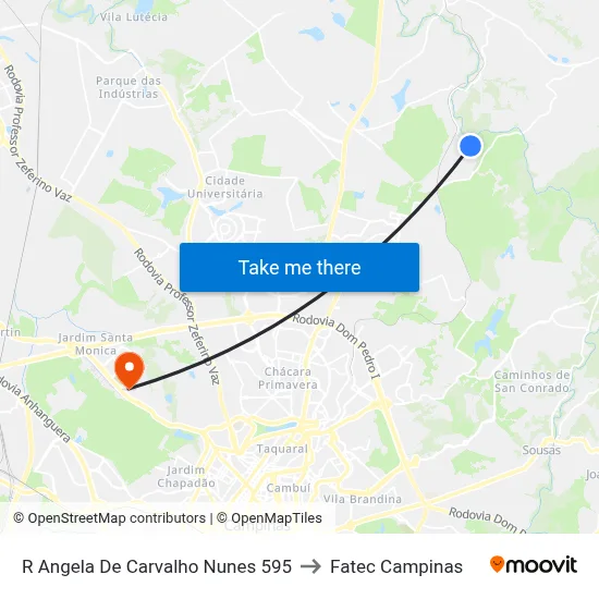 R Angela De Carvalho Nunes 595 to Fatec Campinas map