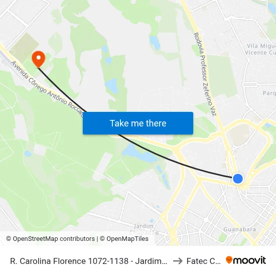 R. Carolina Florence 1072-1138 - Jardim Guanabara Campinas - SP Brasil to Fatec Campinas map
