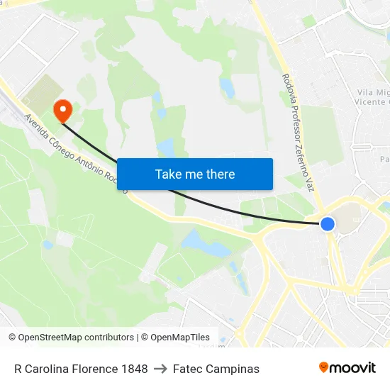 R Carolina Florence 1848 to Fatec Campinas map