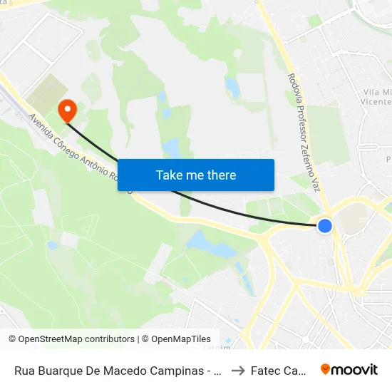 Rua Buarque De Macedo Campinas - São Paulo Brasil to Fatec Campinas map