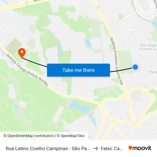Rua Latino Coelho Campinas - São Paulo 13081 Brasil to Fatec Campinas map