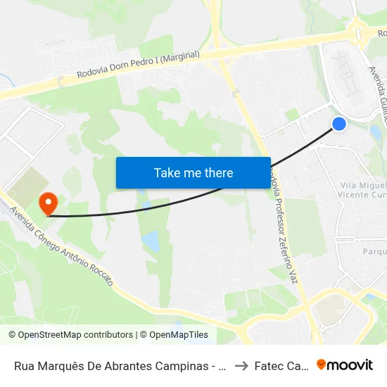Rua Marquês De Abrantes Campinas - São Paulo 13081 Brasil to Fatec Campinas map