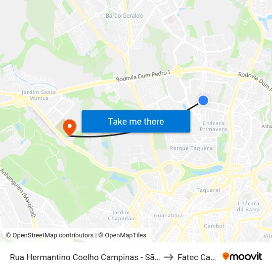 Rua Hermantino Coelho Campinas - São Paulo 13087 Brasil to Fatec Campinas map