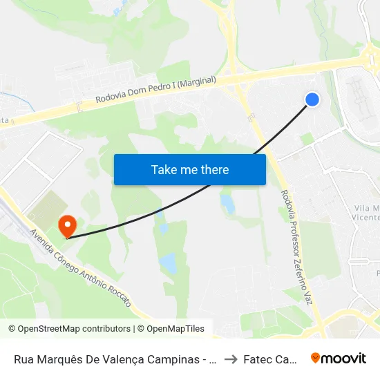 Rua Marquês De Valença Campinas - São Paulo Brasil to Fatec Campinas map