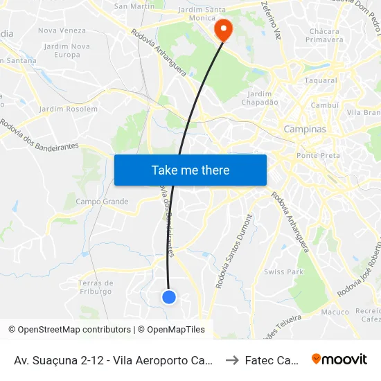 Av. Suaçuna 2-12 - Vila Aeroporto Campinas - SP Brasil to Fatec Campinas map
