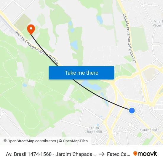Av. Brasil 1474-1568 - Jardim Chapadao Campinas - SP Brasil to Fatec Campinas map