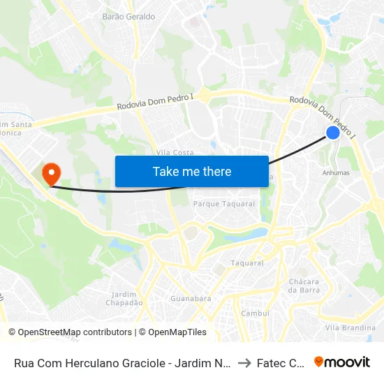 Rua Com Herculano Graciole - Jardim Nilopolis Campinas - SP Brasil to Fatec Campinas map
