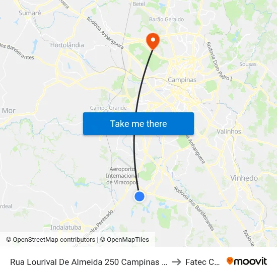 Rua Lourival De Almeida 250 Campinas - São Paulo 13053-614 Brasil to Fatec Campinas map