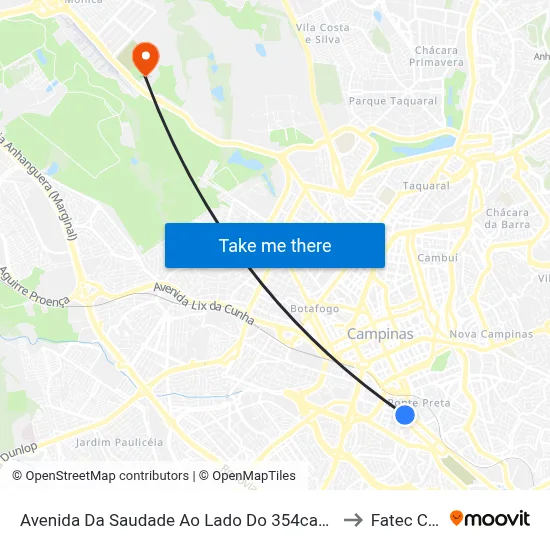 Avenida Da Saudade Ao Lado Do  354campinas - São Paulo 13041 Brasil to Fatec Campinas map