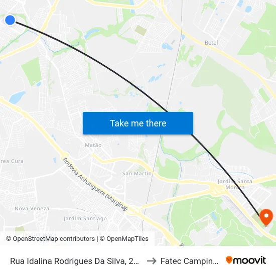 Rua Idalina Rodrigues Da Silva, 205 to Fatec Campinas map
