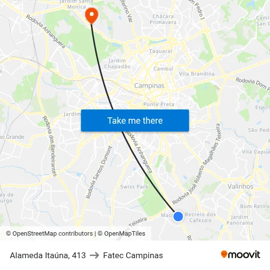 Alameda Itaúna, 413 to Fatec Campinas map