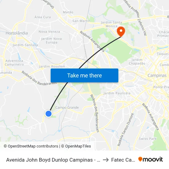 Avenida John Boyd Dunlop Campinas - São Paulo 13058 Brasil to Fatec Campinas map