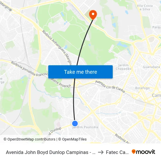 Avenida John Boyd Dunlop Campinas - São Paulo 13060 Brasil to Fatec Campinas map