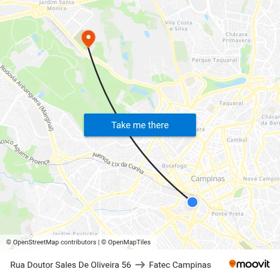 Rua Doutor Sales De Oliveira 56 to Fatec Campinas map