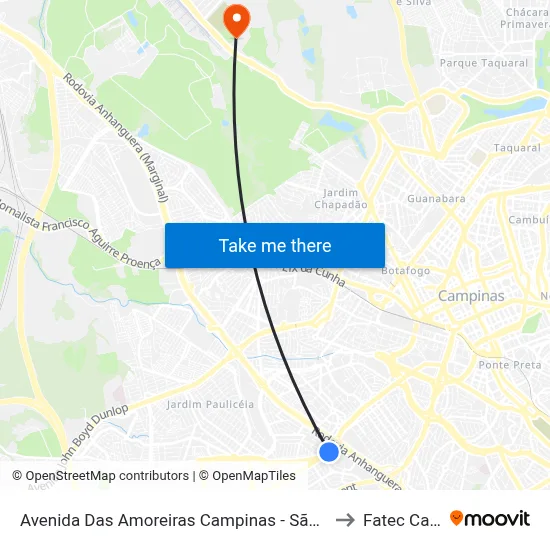 Avenida Das Amoreiras Campinas - São Paulo 13036-225 Brasil to Fatec Campinas map