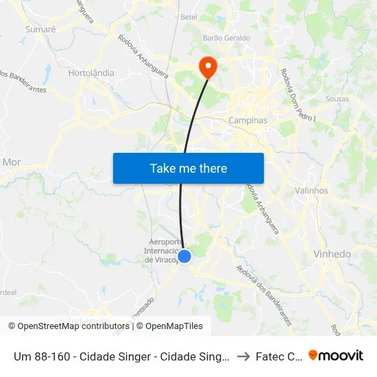 Um 88-160 - Cidade Singer - Cidade Singer Campinas - SP 13053-153 Brasil to Fatec Campinas map