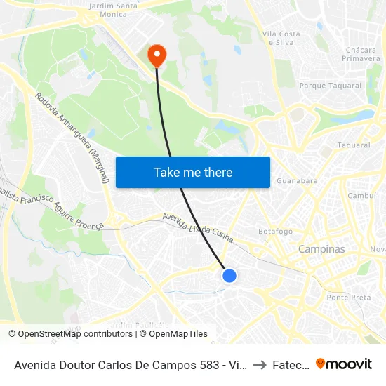 Avenida Doutor Carlos De Campos 583 - Vila Industrial Campinas - SP República Federativa Do Brasil to Fatec Campinas map