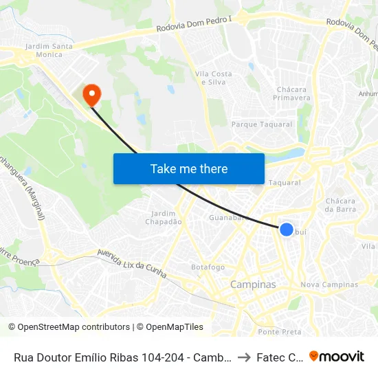 Rua Doutor Emílio Ribas 104-204 - Cambuí Campinas - SP 13025-140 Brasil to Fatec Campinas map