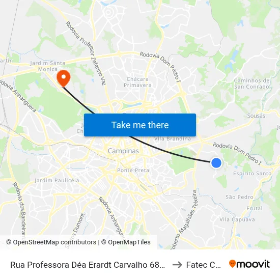 Rua Professora Déa Erardt Carvalho 687-989 Campinas - SP Brasil to Fatec Campinas map