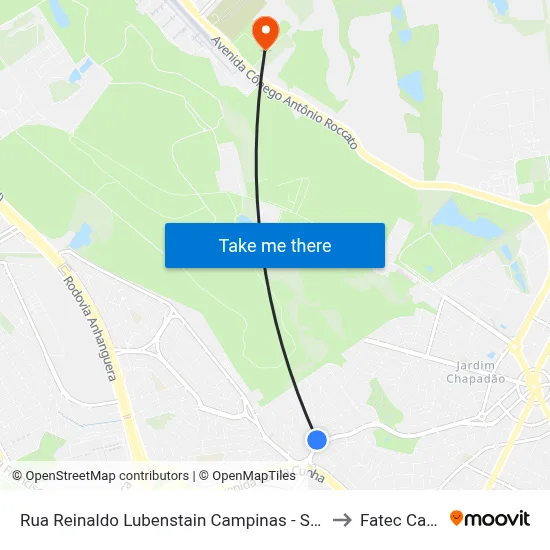 Rua Reinaldo Lubenstain Campinas - São Paulo 13033 Brasil to Fatec Campinas map