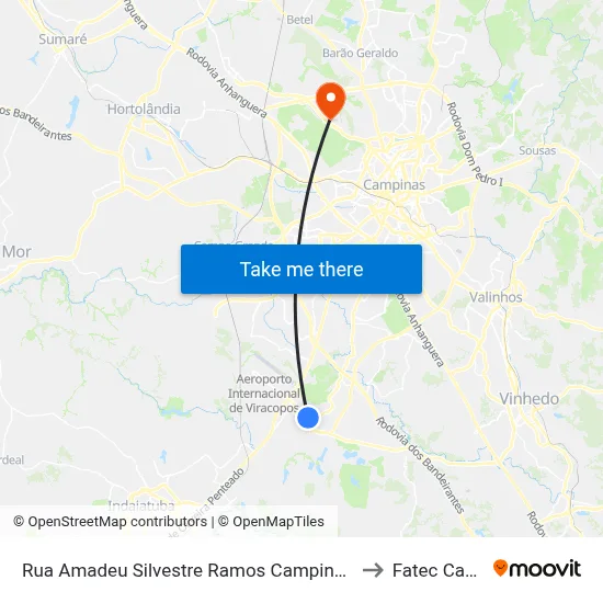 Rua Amadeu Silvestre Ramos Campinas - São Paulo Brasil to Fatec Campinas map