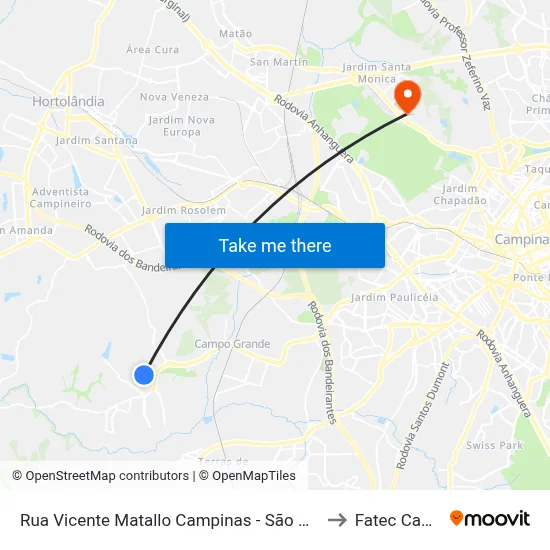 Rua Vicente Matallo Campinas - São Paulo 13058 Brasil to Fatec Campinas map