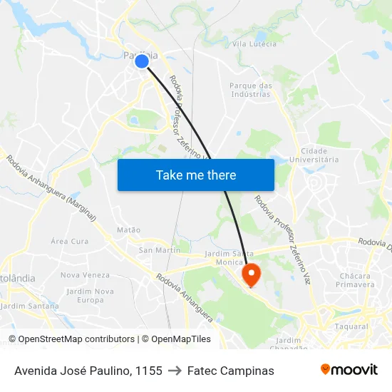Avenida José Paulino, 1155 to Fatec Campinas map