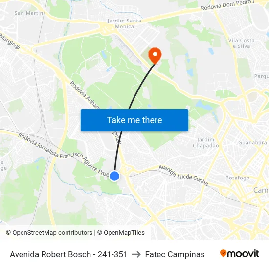 Avenida Robert Bosch -  241-351 to Fatec Campinas map
