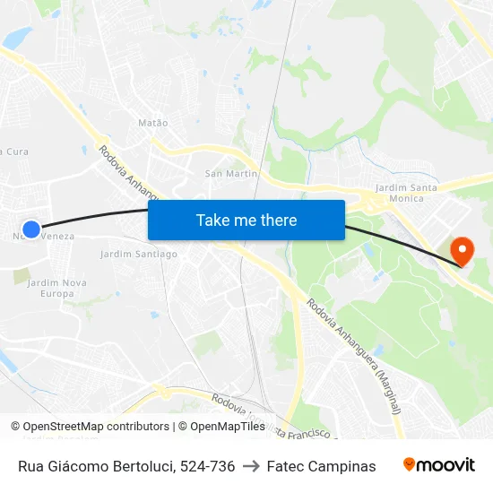 Rua Giácomo Bertoluci, 524-736 to Fatec Campinas map