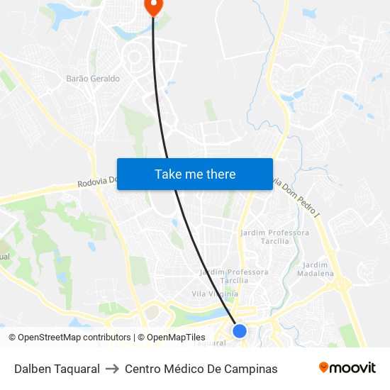 Dalben Taquaral to Centro Médico De Campinas map
