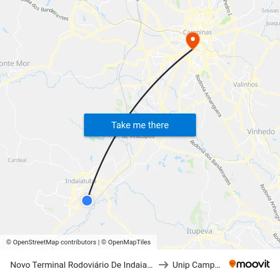 Novo Terminal Rodoviário De Indaiatuba to Unip Campus I map
