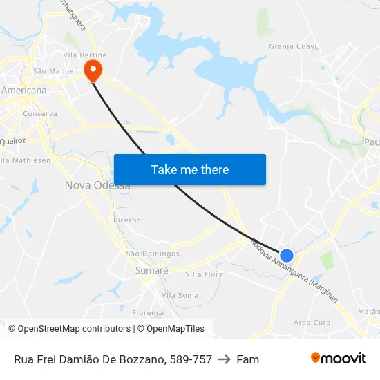 Rua Frei Damião De Bozzano, 589-757 to Fam map