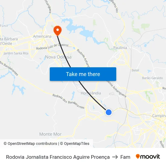 Rodovia Jornalista Francisco Aguirre Proença to Fam map