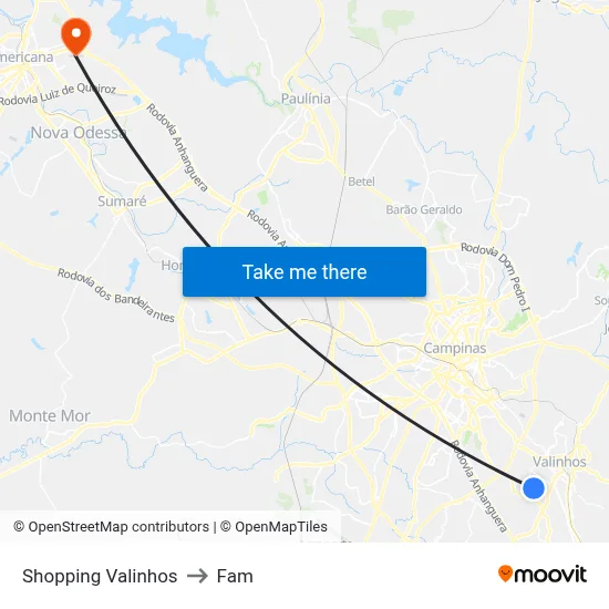 Shopping Valinhos to Fam map