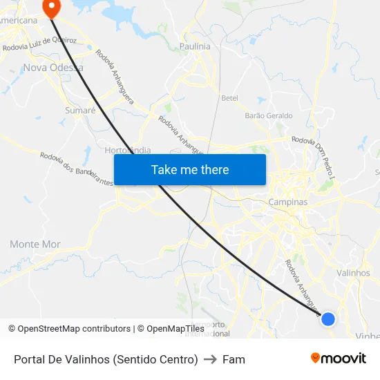Portal De Valinhos (Sentido Centro) to Fam map