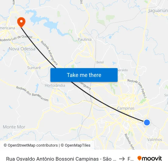 Rua Osvaldo Antônio Bossoni Campinas - São Paulo 13101 Brasil to Fam map