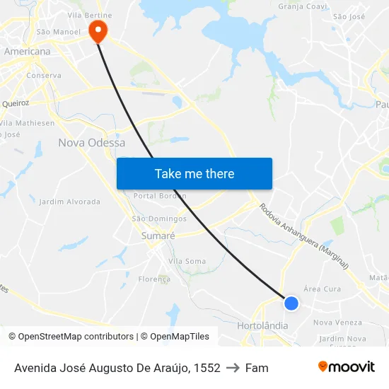 Avenida José Augusto De Araújo, 1552 to Fam map