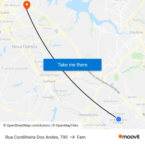 Rua Cordilheira Dos Andes, 790 to Fam map