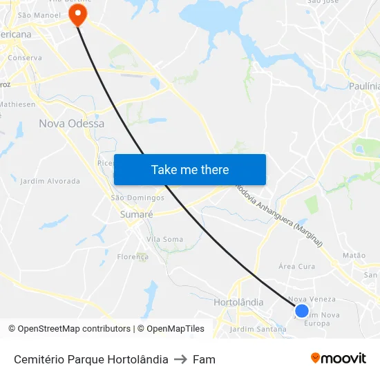 Cemitério Parque Hortolândia to Fam map