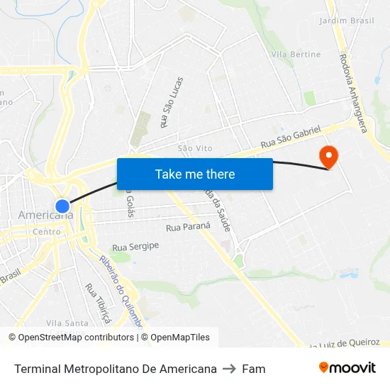 Terminal Metropolitano De Americana to Fam map