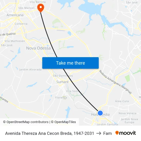Avenida Thereza Ana Cecon Breda, 1947-2031 to Fam map