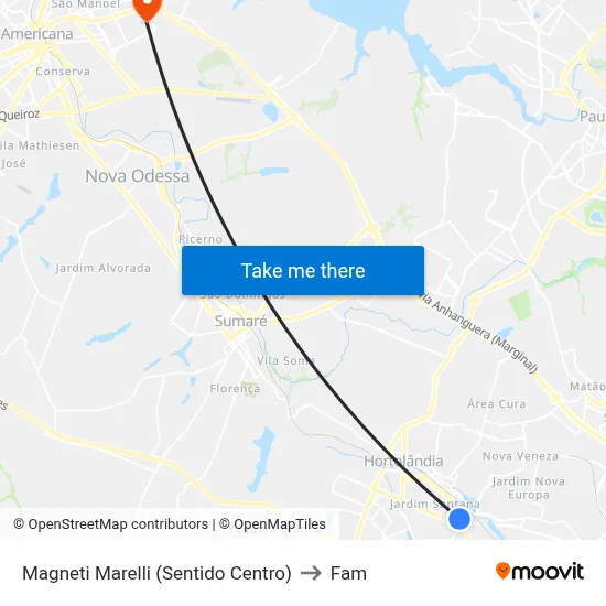 Magneti Marelli (Sentido Centro) to Fam map