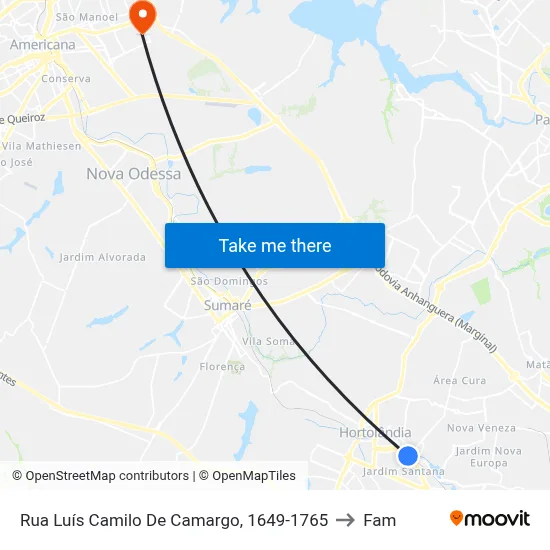 Rua Luís Camilo De Camargo, 1649-1765 to Fam map