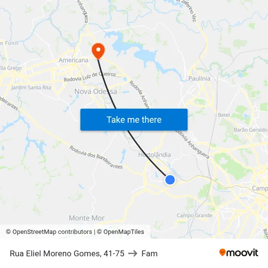 Rua Eliel Moreno Gomes, 41-75 to Fam map