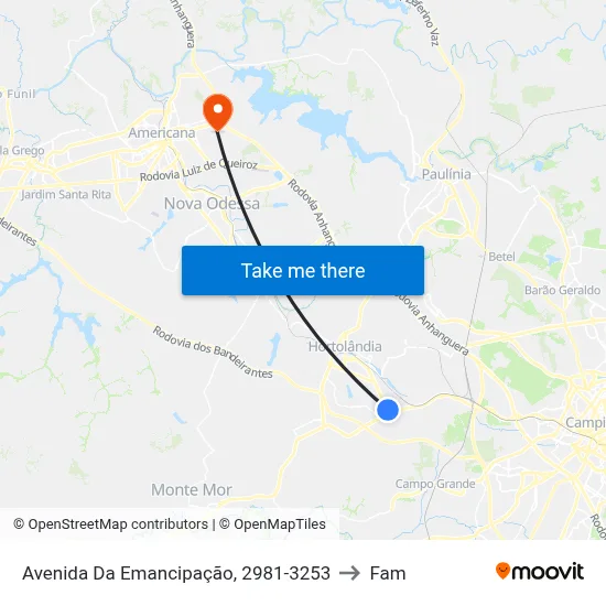 Avenida Da Emancipação, 2981-3253 to Fam map