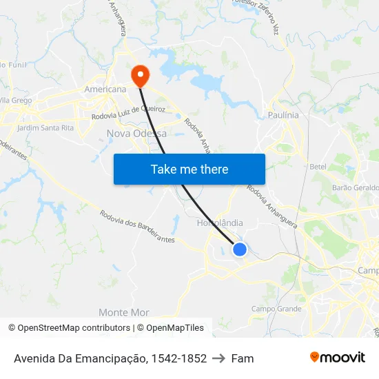 Avenida Da Emancipação, 1542-1852 to Fam map